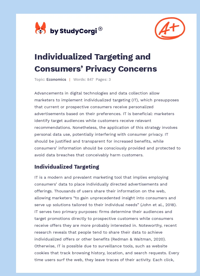 Individualized Targeting and Consumers’ Privacy Concerns. Page 1