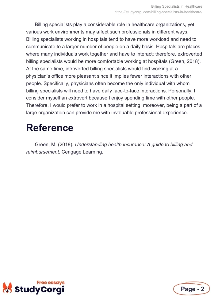 Billing Specialists in Healthcare. Page 2