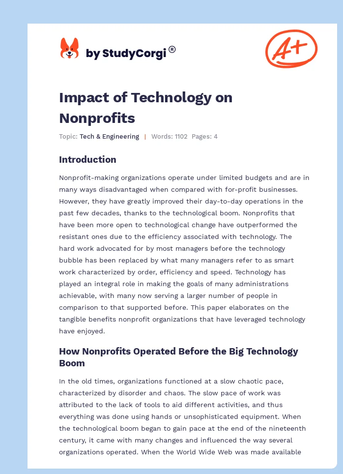 Impact of Technology on Nonprofits. Page 1