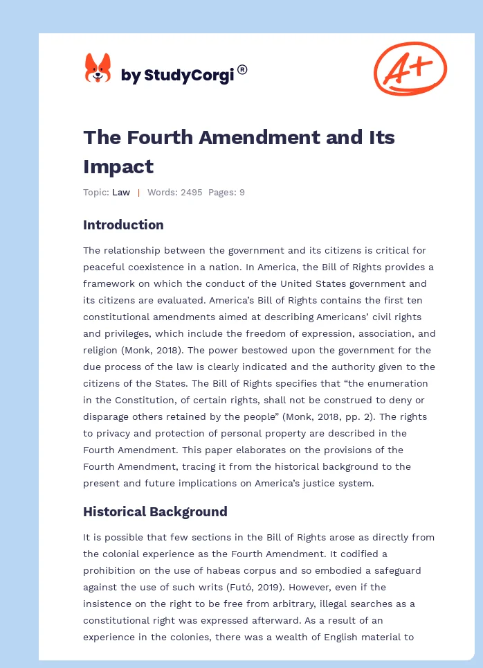 The Fourth Amendment and Its Impact. Page 1