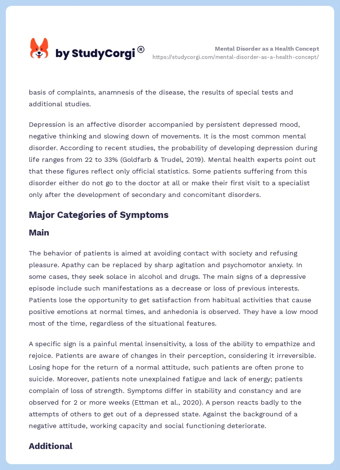 Mental Disorder as a Health Concept. Page 2