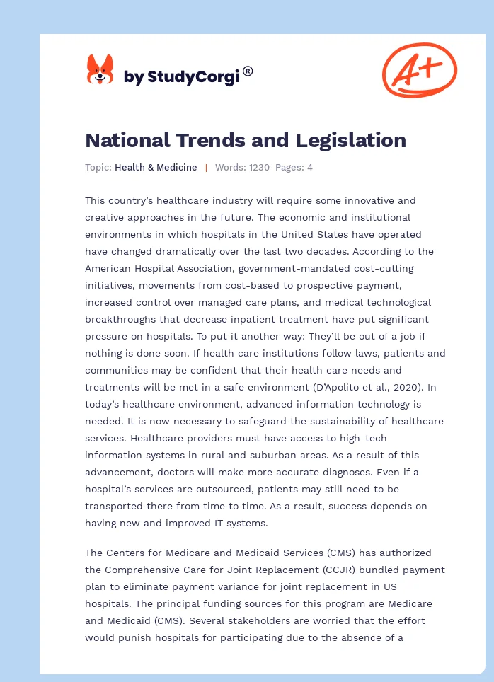 National Trends and Legislation. Page 1