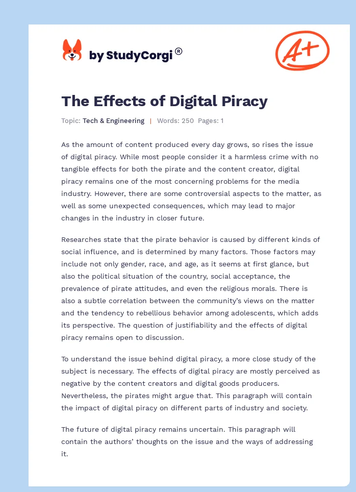 The Effects of Digital Piracy. Page 1