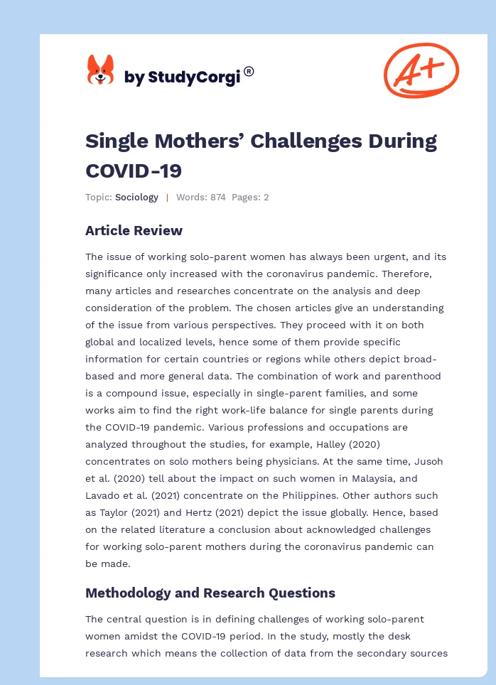 Single Mothers’ Challenges During COVID-19. Page 1