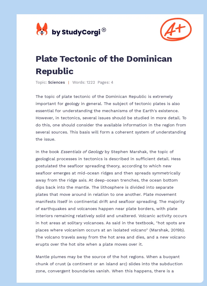 Plate Tectonic of the Dominican Republic. Page 1