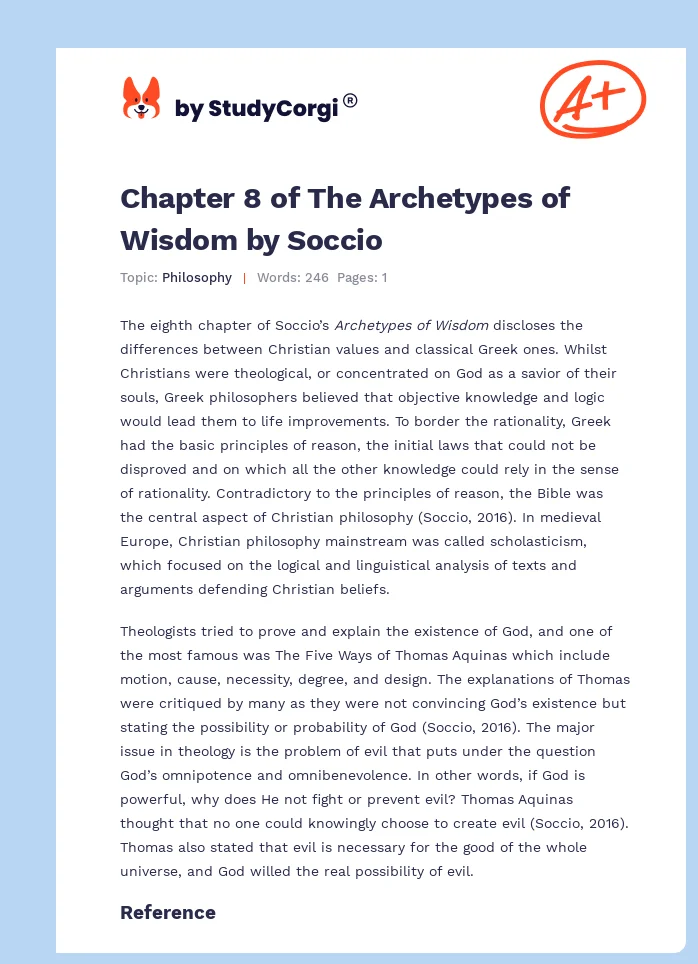 Chapter 8 of The Archetypes of Wisdom by Soccio. Page 1