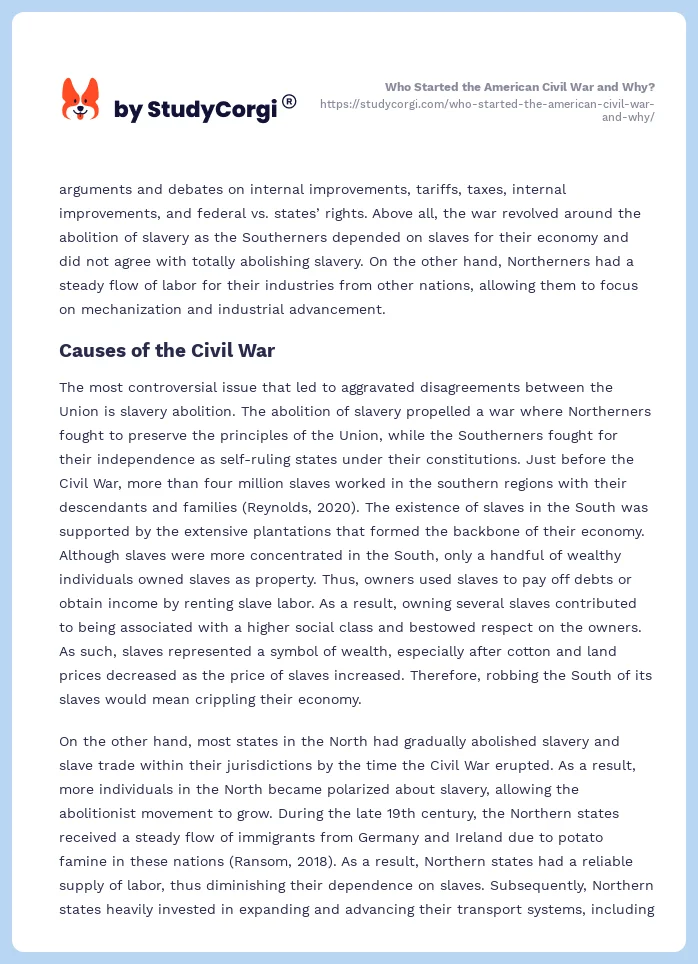Who Started the American Civil War and Why?. Page 2