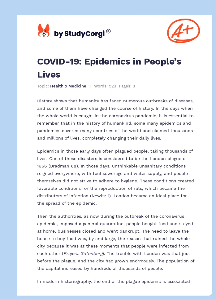 COVID-19: Epidemics in People’s Lives. Page 1