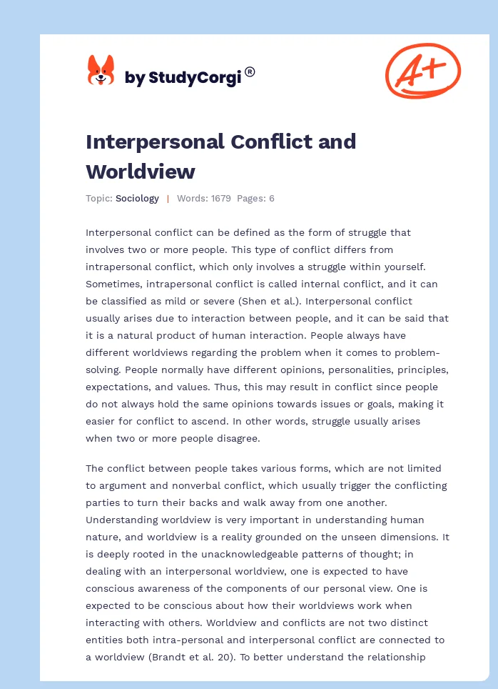 Interpersonal Conflict and Worldview. Page 1