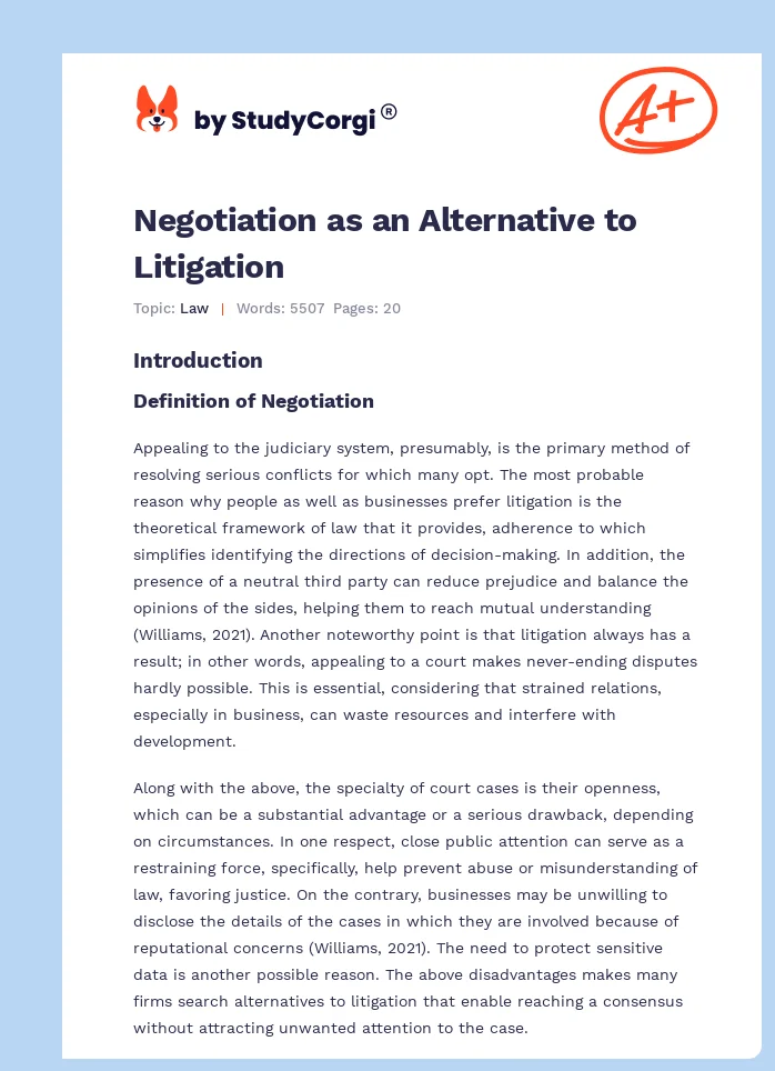 Negotiation as an Alternative to Litigation. Page 1