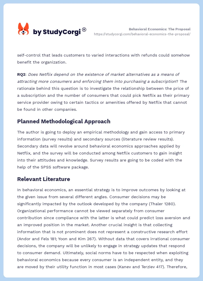Behavioral Economics: The Proposal. Page 2