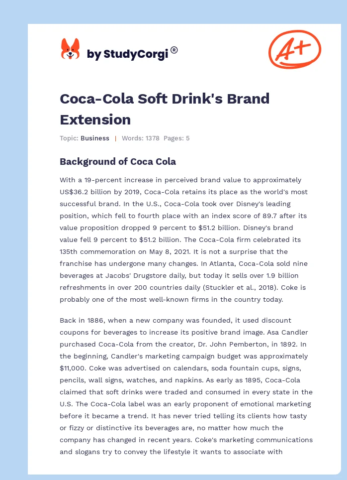 Coca-Cola Soft Drink's Brand Extension. Page 1