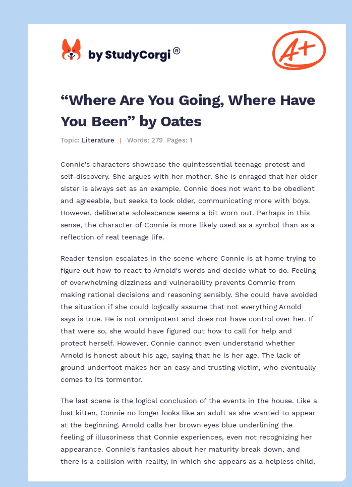 “Where Are You Going, Where Have You Been” by Oates. Page 1