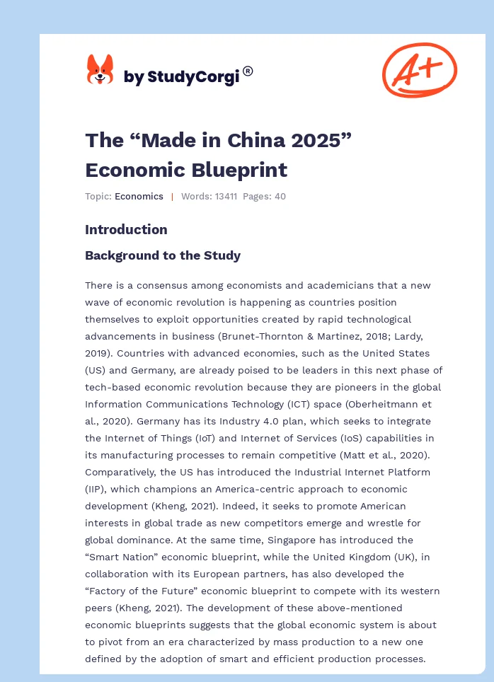 The “Made in China 2025” Economic Blueprint. Page 1