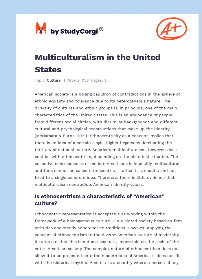 Multiculturalism in the United States. Page 1