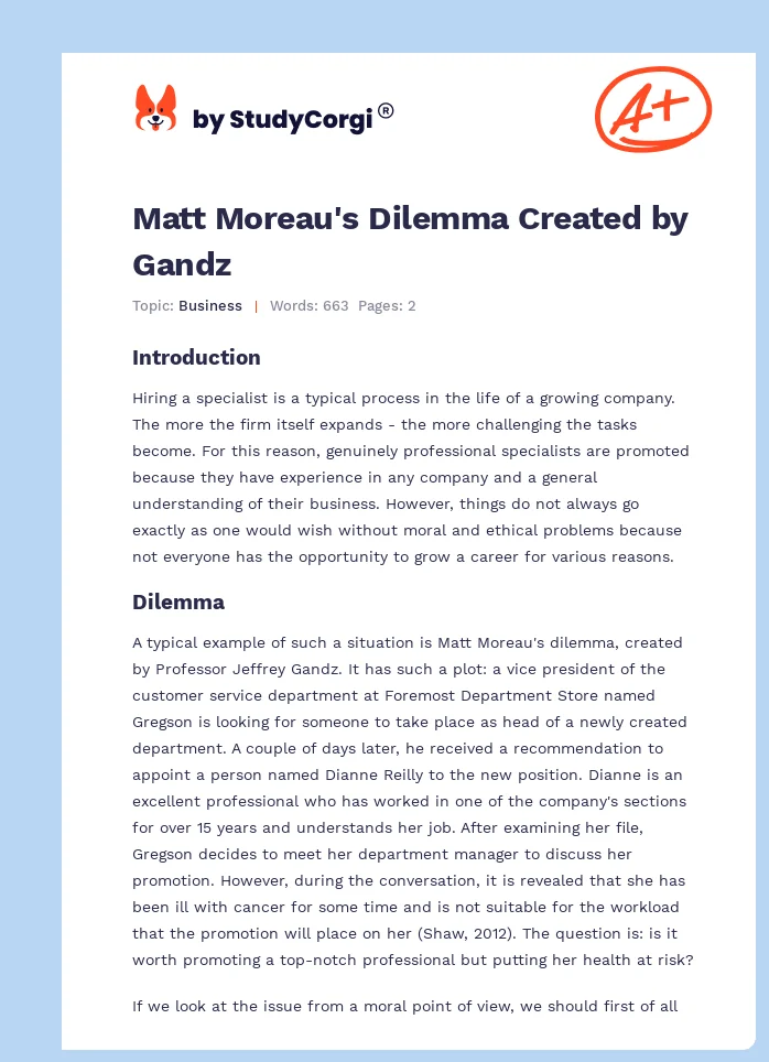 Matt Moreau's Dilemma Created by Gandz. Page 1