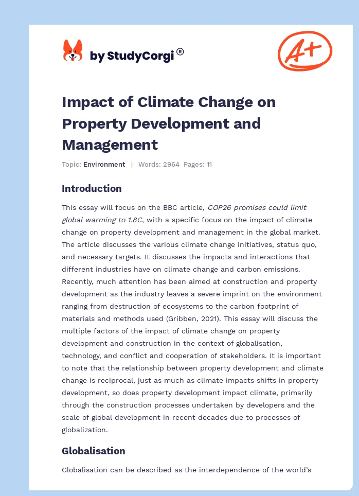 Impact of Climate Change on Property Development and Management. Page 1