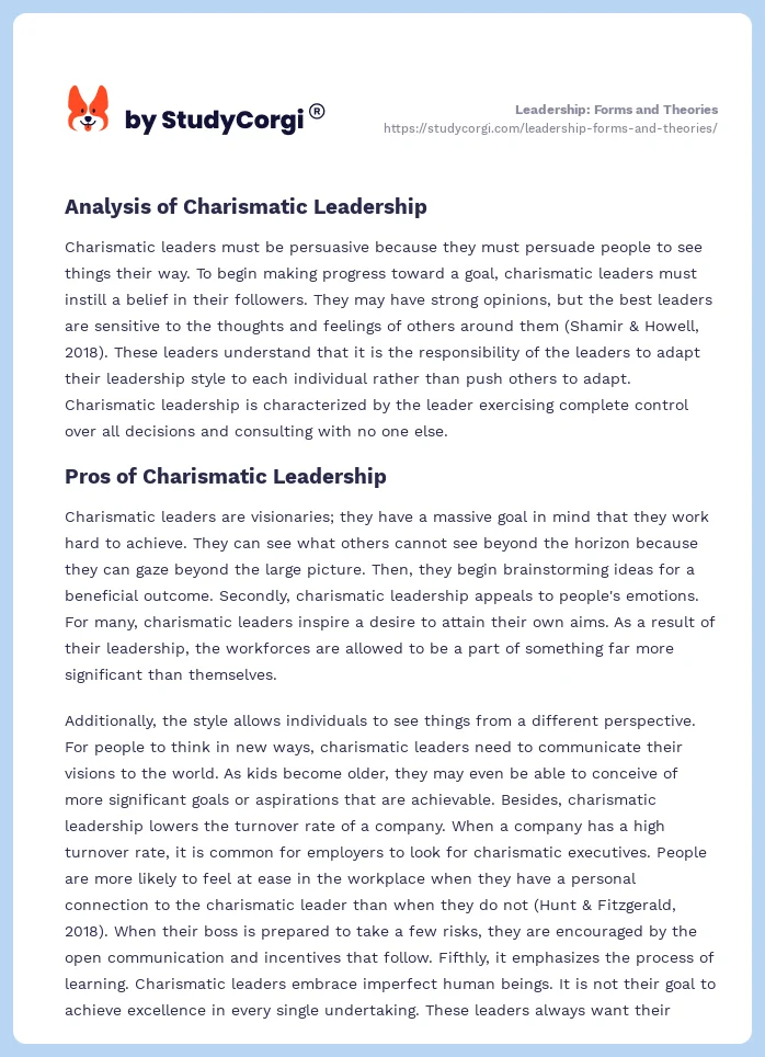 Leadership: Forms and Theories. Page 2