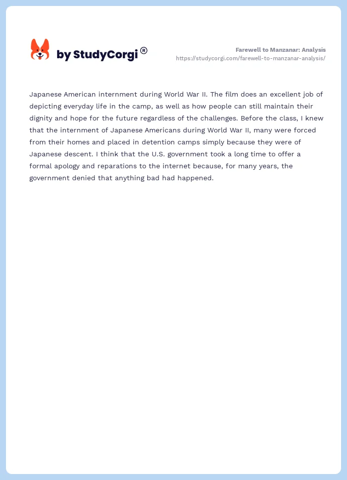 Farewell to Manzanar: Analysis. Page 2