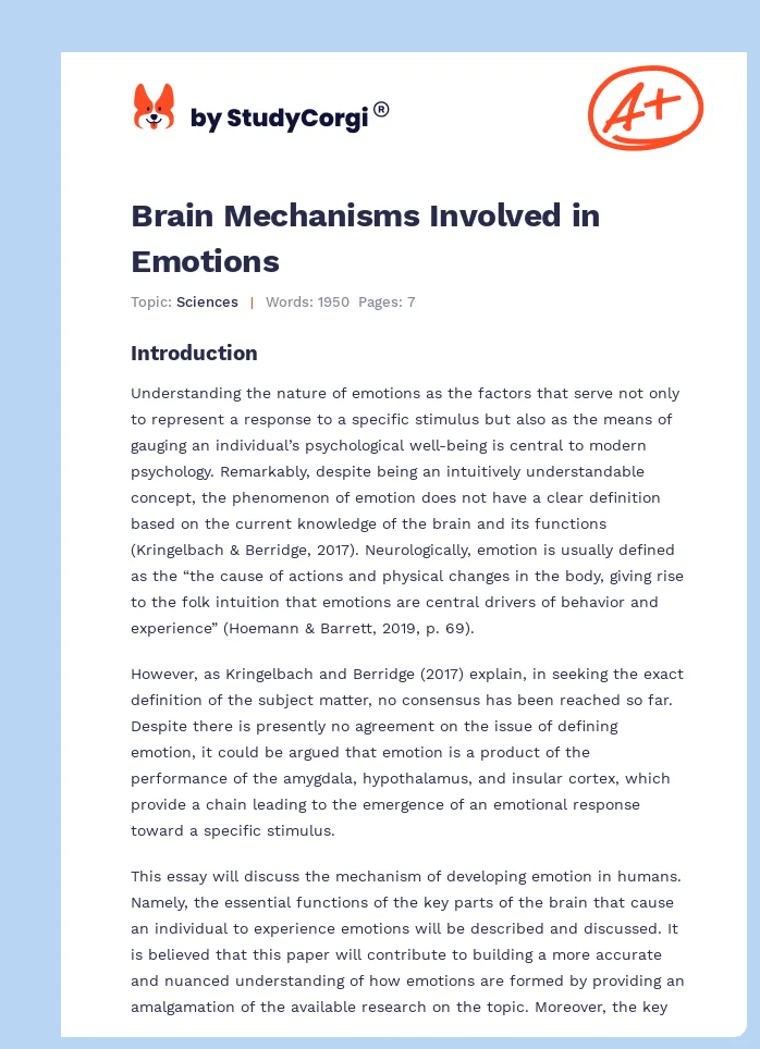 Brain Mechanisms Involved in Emotions. Page 1