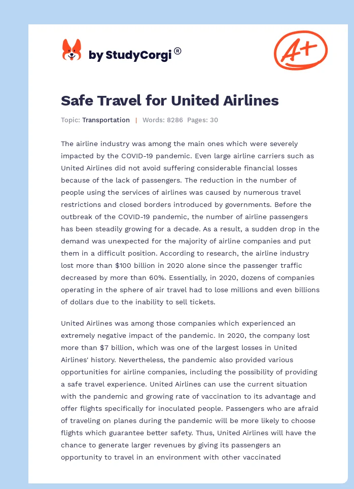 Safe Travel for United Airlines. Page 1