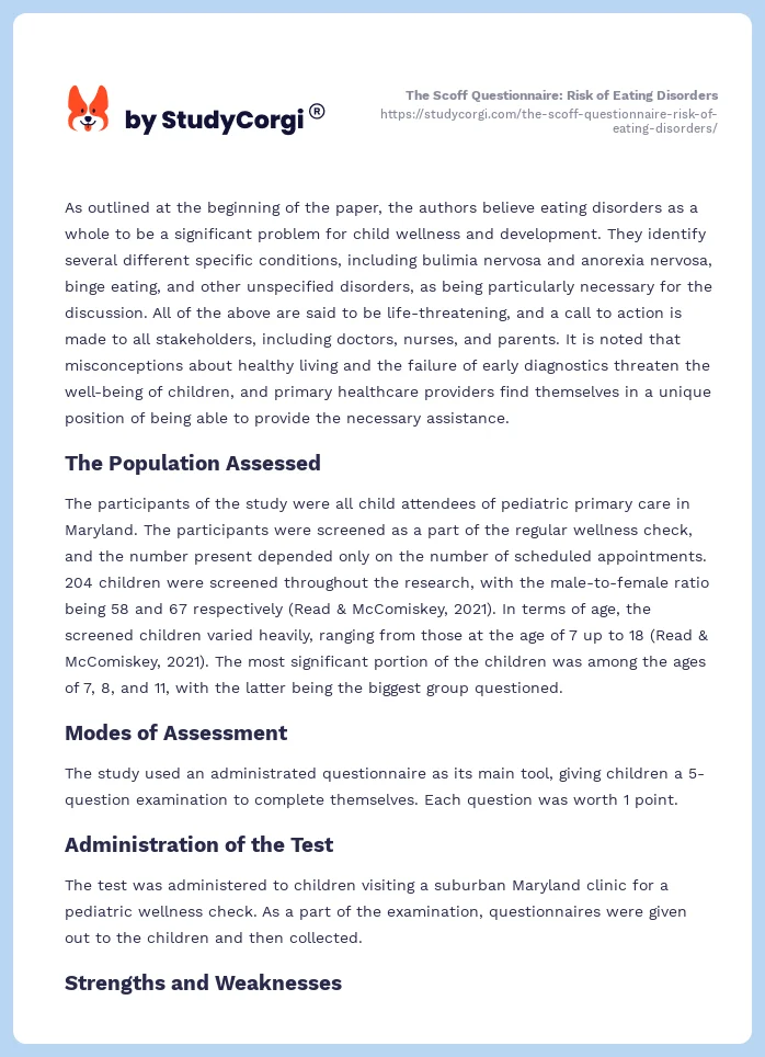 The Scoff Questionnaire: Risk of Eating Disorders. Page 2