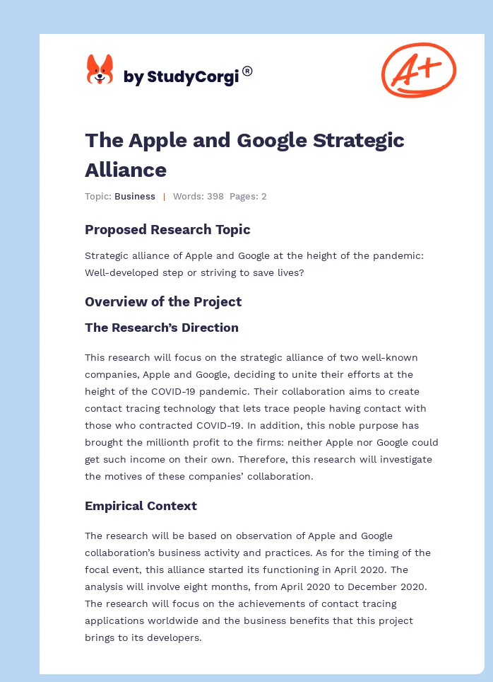 The Apple and Google Strategic Alliance. Page 1