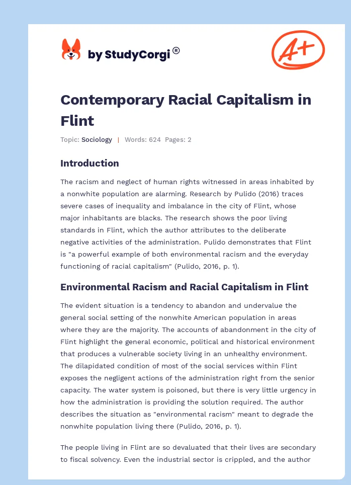 Contemporary Racial Capitalism in Flint. Page 1