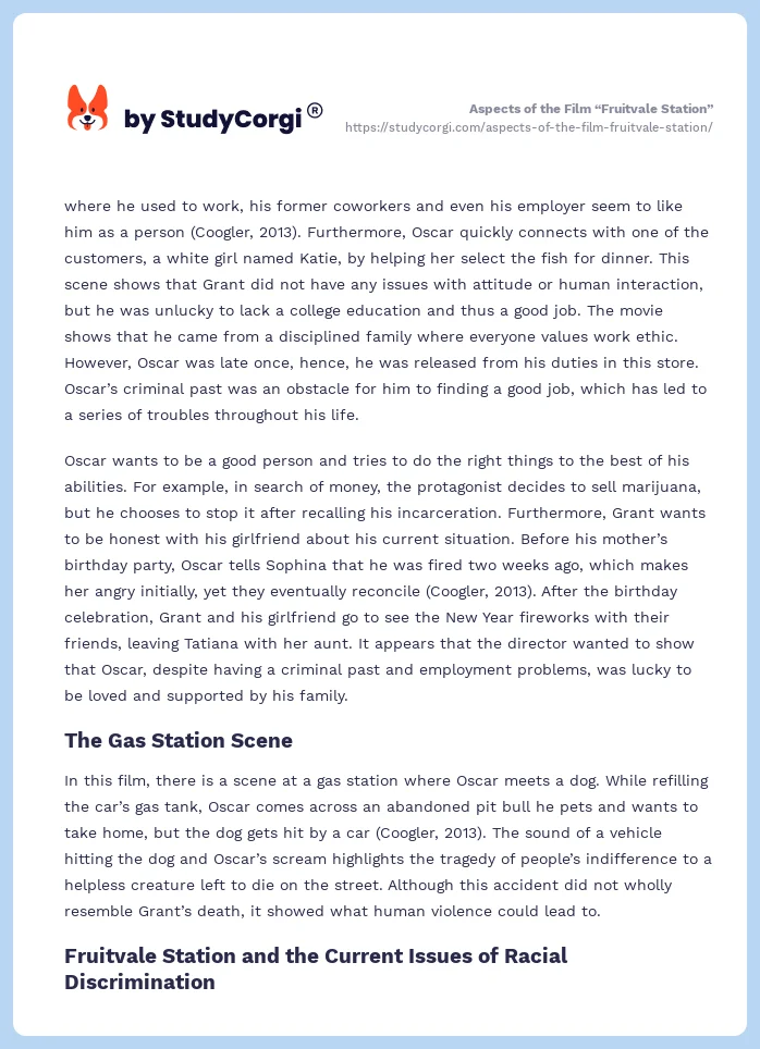 Aspects of the Film “Fruitvale Station”. Page 2