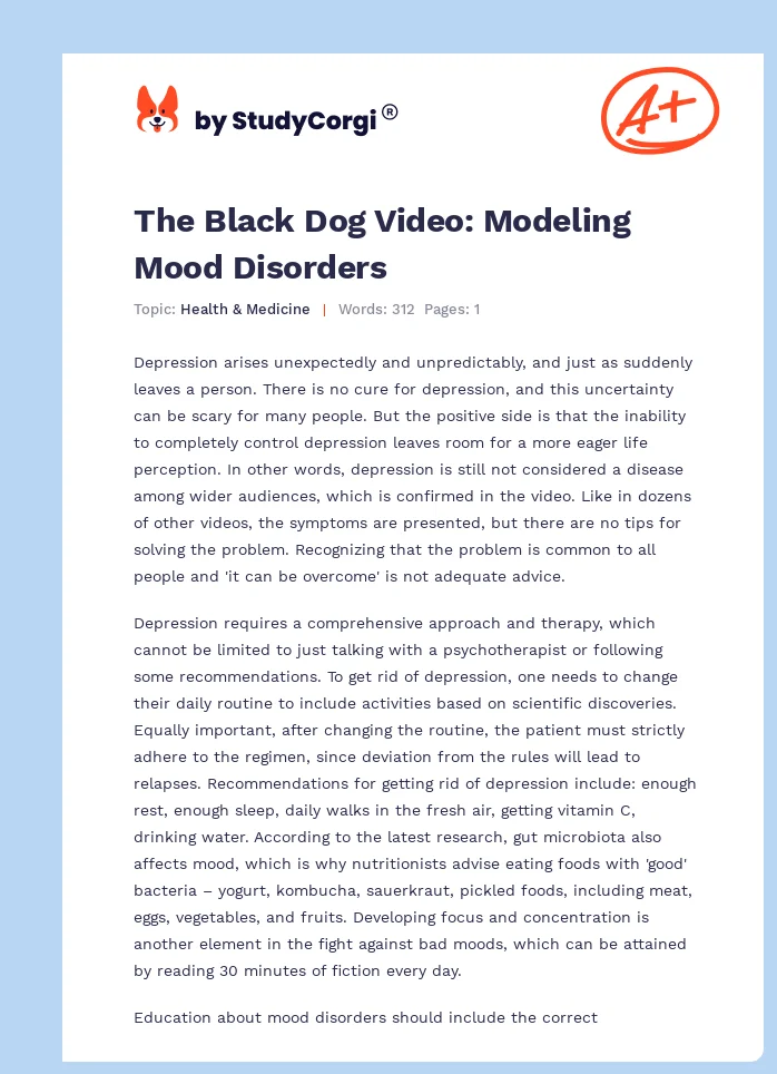 The Black Dog Video: Modeling Mood Disorders. Page 1