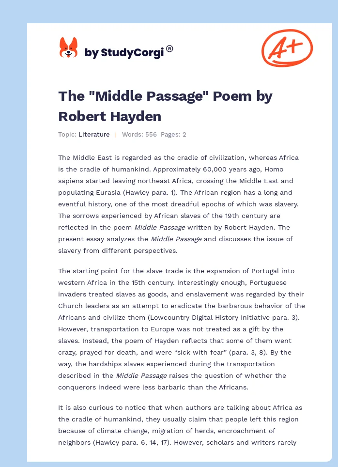 The "Middle Passage" Poem by Robert Hayden. Page 1