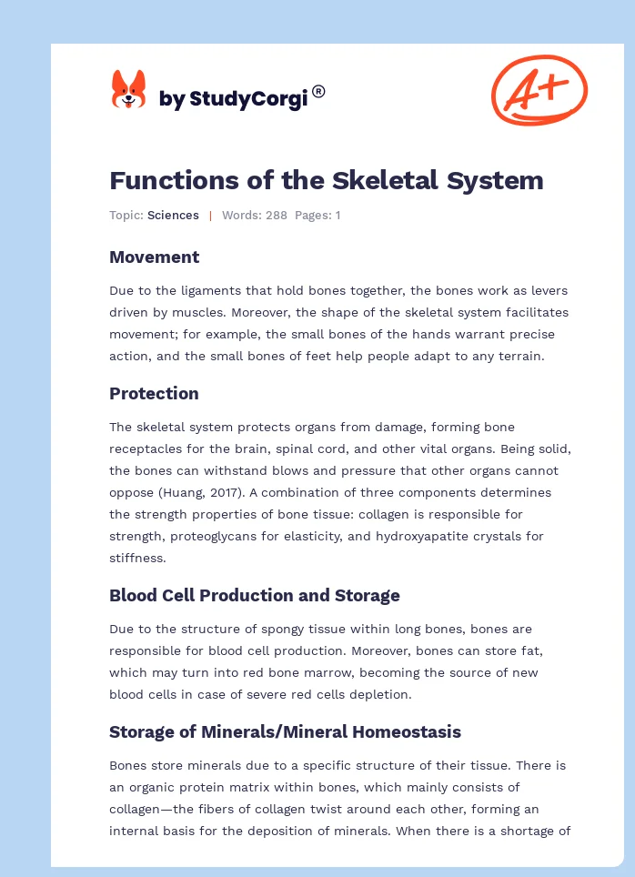 Functions of the Skeletal System. Page 1