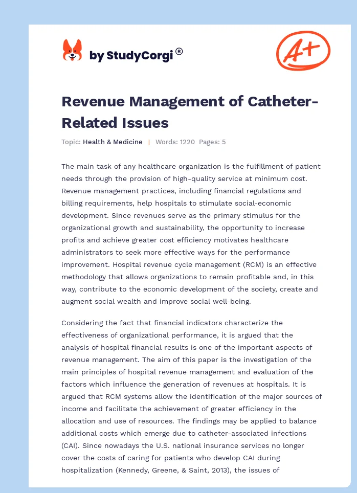 Revenue Management of Catheter-Related Issues. Page 1