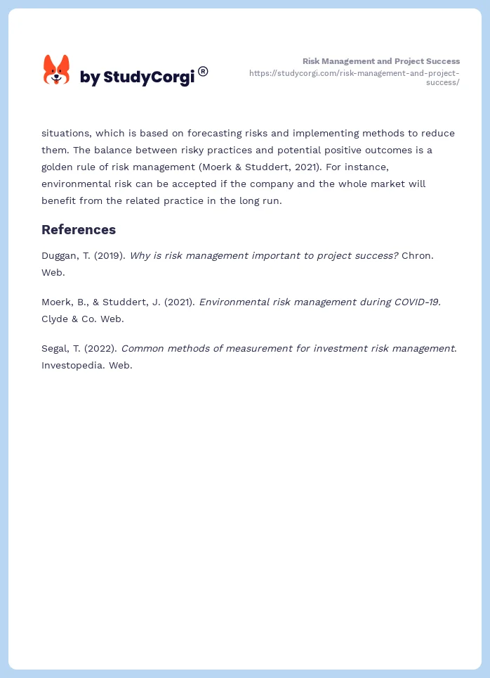 Risk Management and Project Success. Page 2
