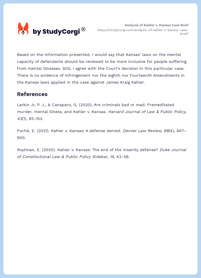 Analysis of Kahler v. Kansas Case Brief. Page 2