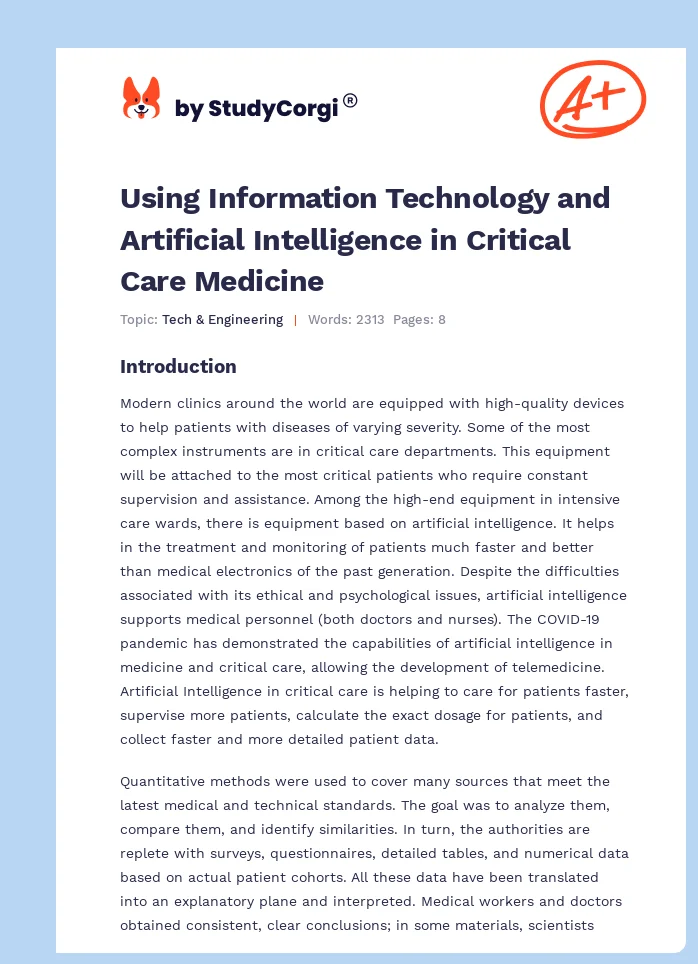 Using Information Technology and Artificial Intelligence in Critical Care Medicine. Page 1