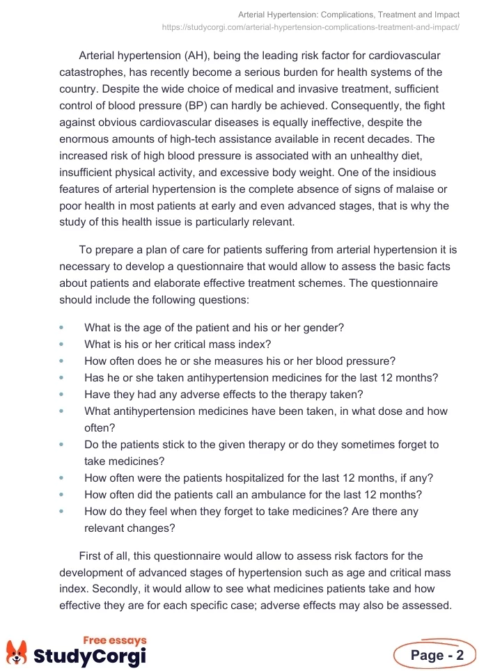 Arterial Hypertension: Complications, Treatment and Impact. Page 2