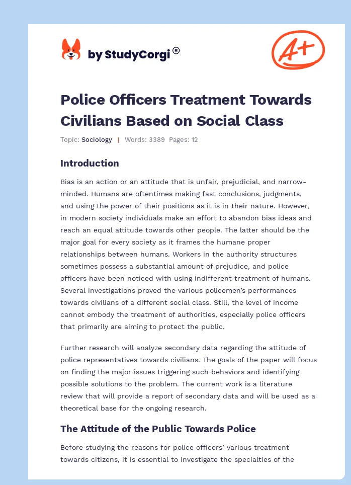 Police Officers Treatment Towards Civilians Based on Social Class. Page 1