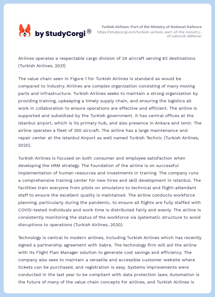 Turkish Airlines: Part of the Ministry of National Defence. Page 2