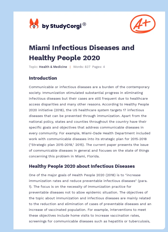 Miami Infectious Diseases and Healthy People 2020. Page 1