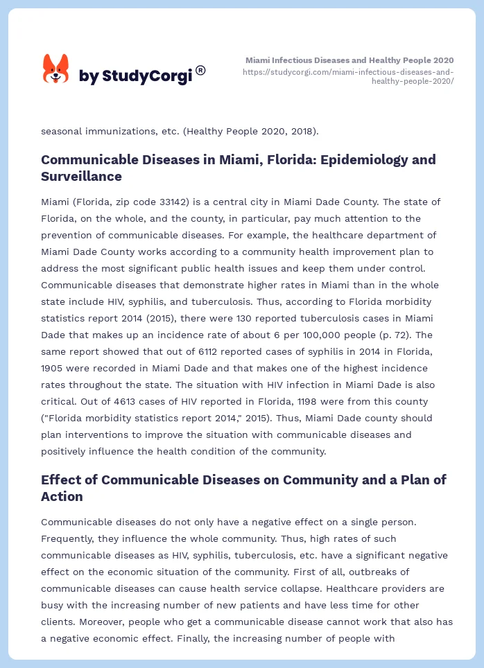 Miami Infectious Diseases and Healthy People 2020. Page 2