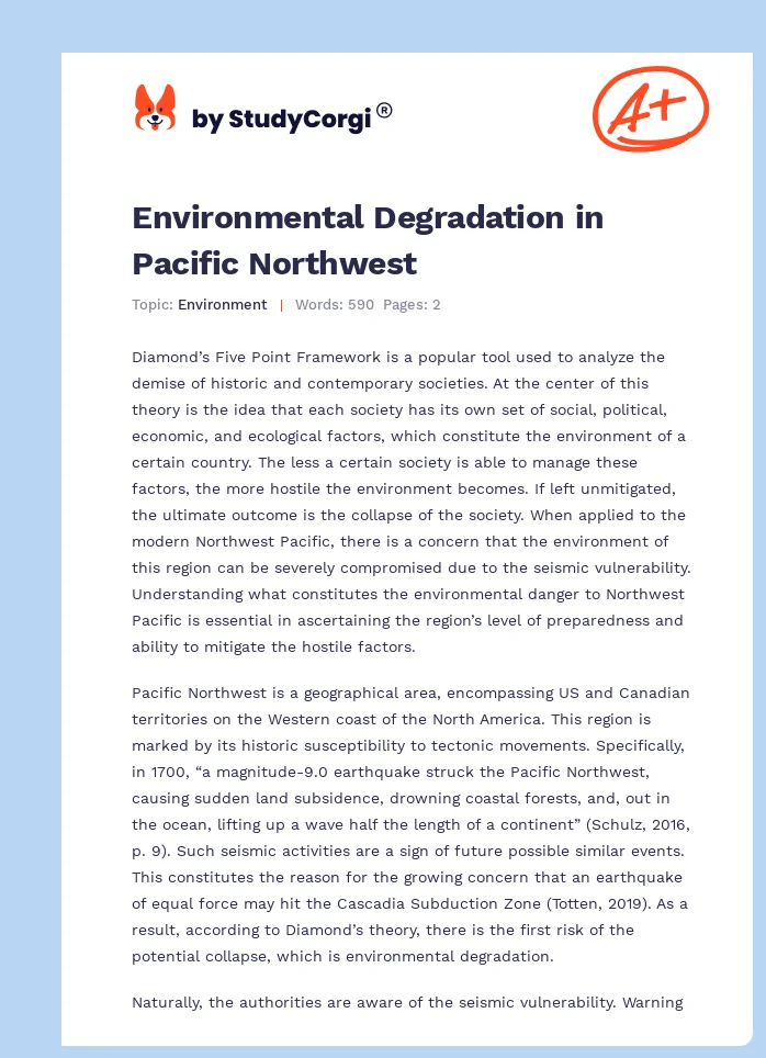 Environmental Degradation in Pacific Northwest. Page 1