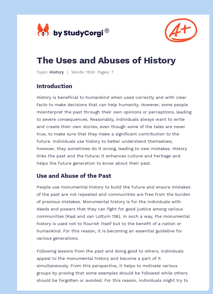 The Uses and Abuses of History. Page 1