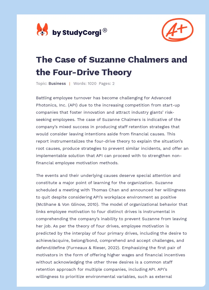The Case of Suzanne Chalmers and the Four-Drive Theory. Page 1