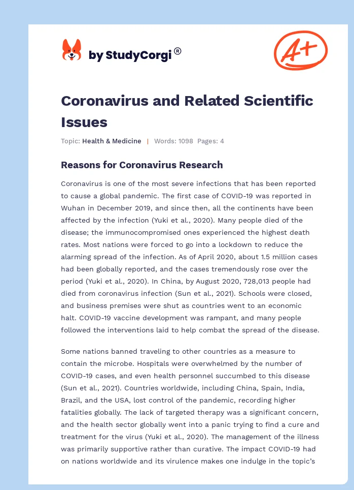 Coronavirus and Related Scientific Issues. Page 1