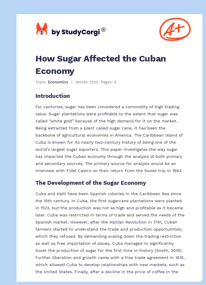 How Sugar Affected the Cuban Economy. Page 1