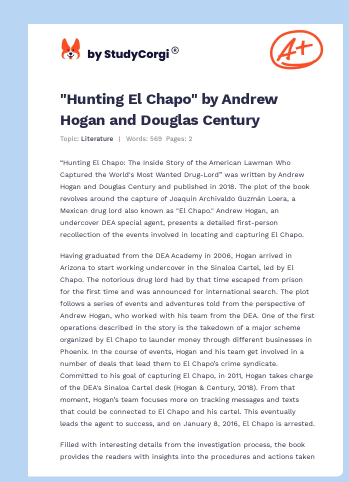 "Hunting El Chapo" by Andrew Hogan and Douglas Century. Page 1