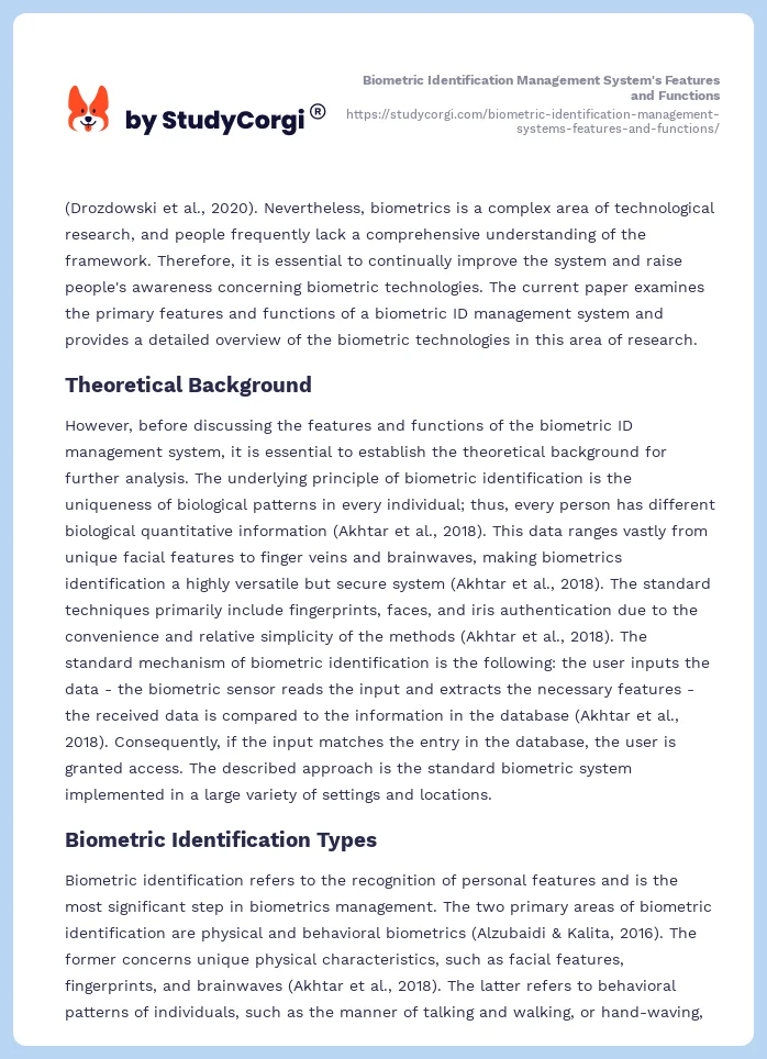 Biometric Identification Management System's Features and Functions. Page 2