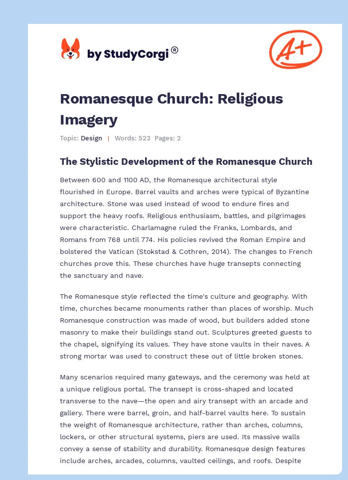 Romanesque Church: Religious Imagery. Page 1