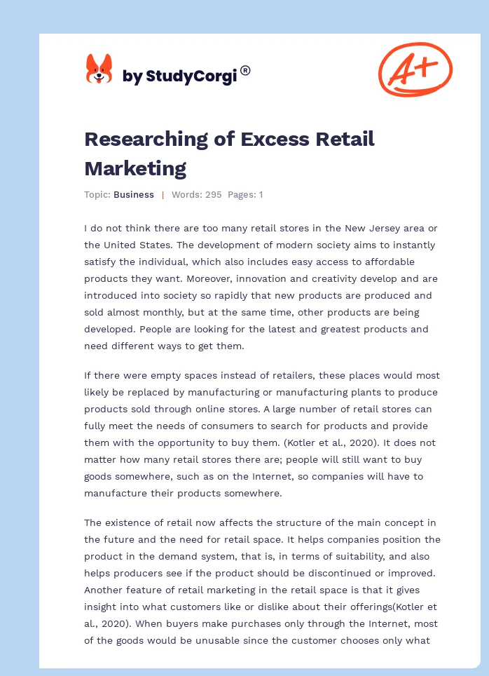 Researching of Excess Retail Marketing. Page 1